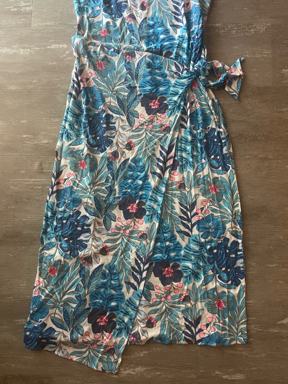 L NWT Lilly Pulitzer Estela Midi Dress in Breezy Aqua Best Fronds Forever - Picture 5 of 7